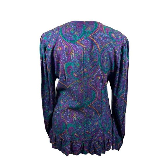 Ladies Vintage Jeffery & Dara by Linda Hutley Purple and Green Blouse Size 5/6 - Picture 7 of 14